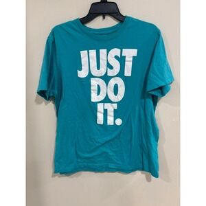 Nike Just Do It T Shirt Large Teal Graphic Logo Athletic Streetwear Gym Y2K